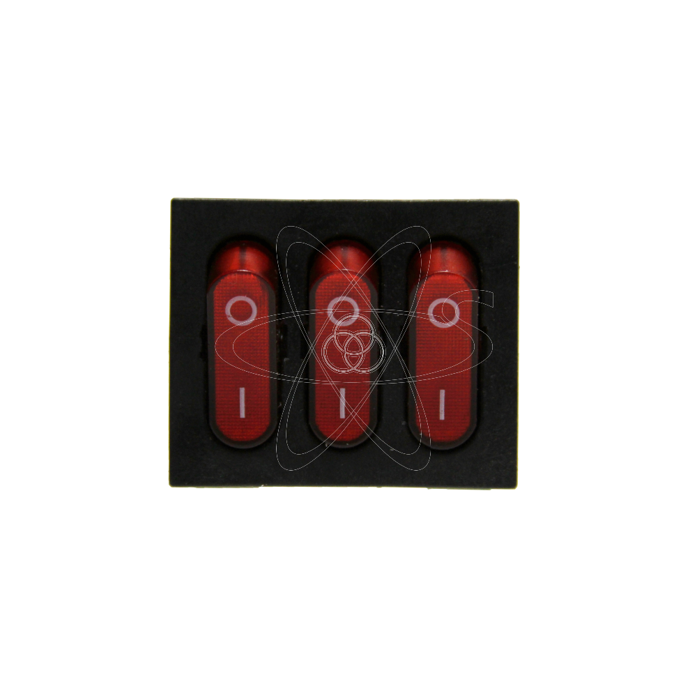 Тумблер клавишный KCD2-3101-N тройной 20А-250V 9 ножек красный с подсв.