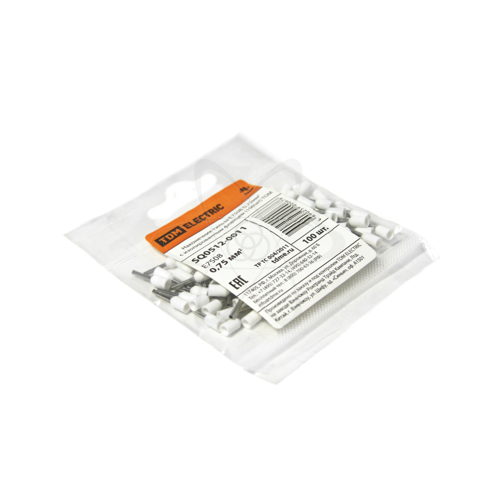 Наконечник-гильза Е7508 0,75мм2 с изолирован. фланцем(100шт.)