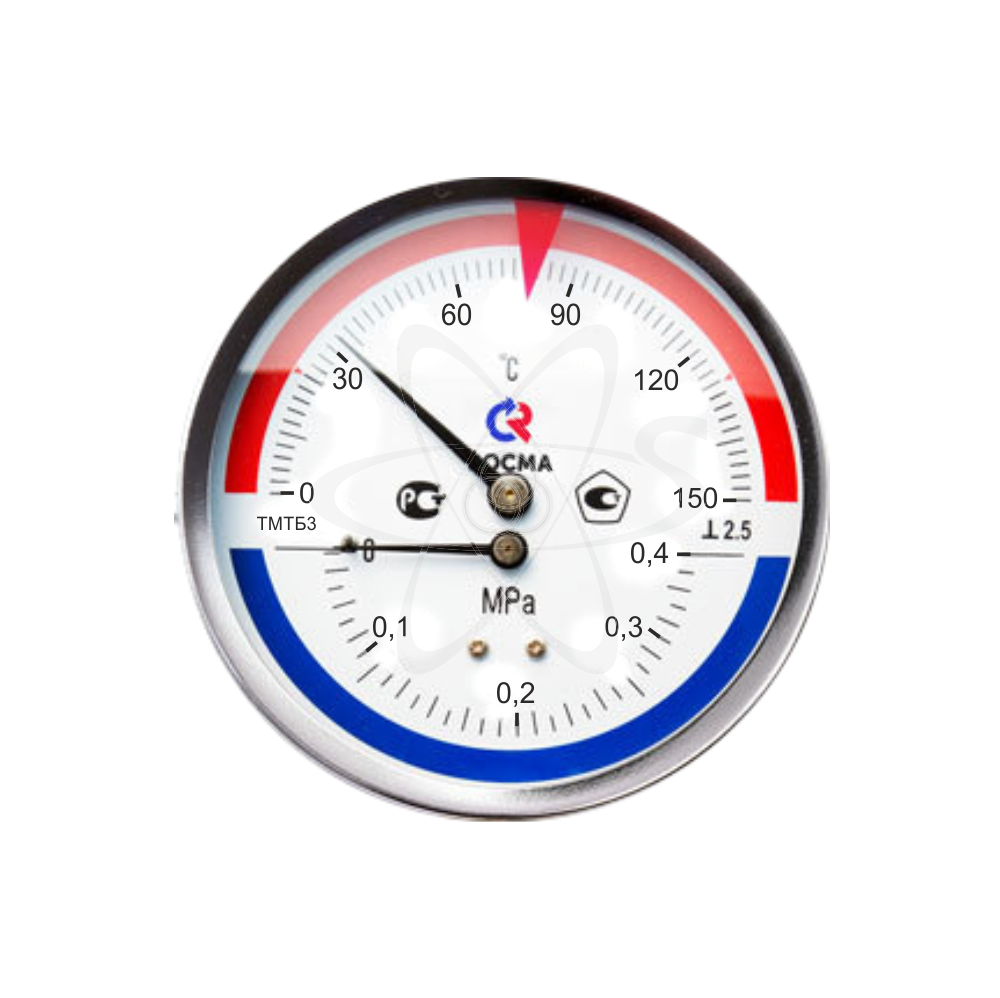 Термоманометр ТМТБ 31Т.1 (0...150С) (0...0,4МPа) G1/2 кл2.5