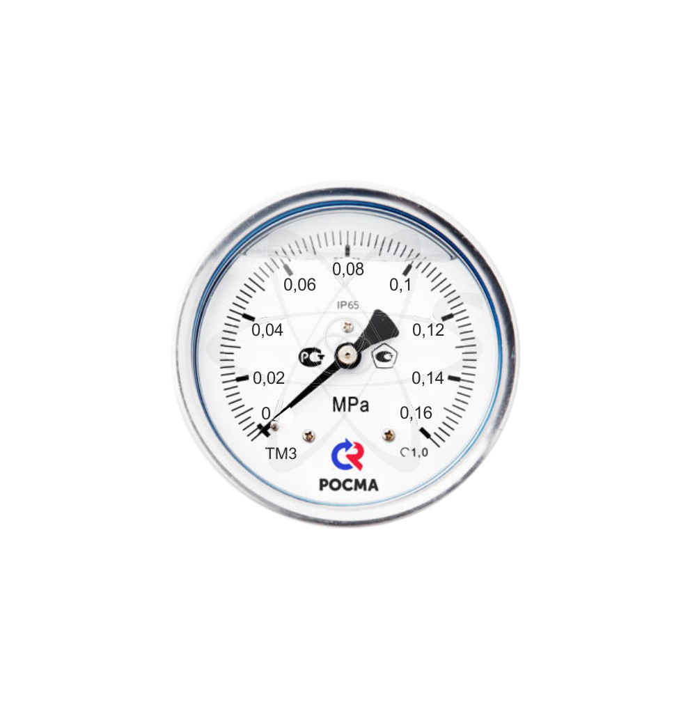 Манометр ТМ-321T.00 (0...0,16 МPа) М12х1.5 кл1.5 с гидрозаполнением