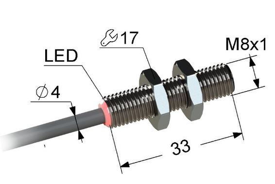 Индуктивный датчик PS2-08M33-2B11-K (PNP.NO)