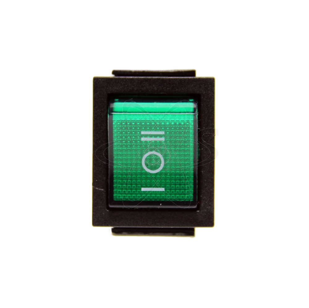 Тумблер клавишный KCD2-203 широкий 20А-250V  3 положения зеленый