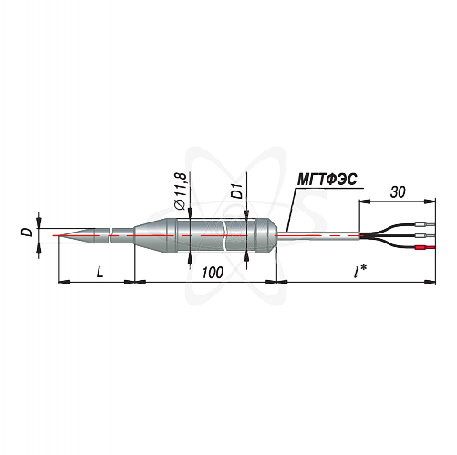 ДТС174-100П.В3.100/3 (100П, L=100мм,каб-3м -196+250С)