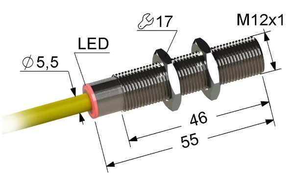Индуктивный датчик ВБ2.12М.55.4.1.1.К (PNP.NO)