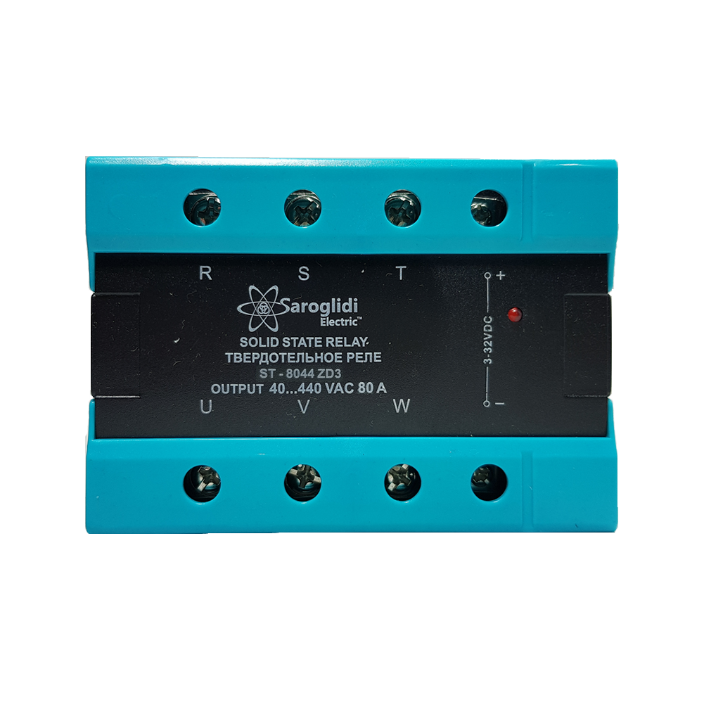 Твердотельное реле ST-8044.ZD3 80А 3ф. упр. 3-32VDC