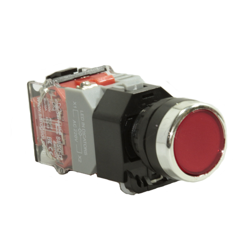 Кнопка SBS0-DY-11D с подсветкой красный  (R) 230В 1з+1р