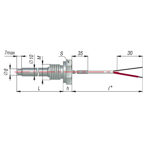 ДТПК084-00.250/0,2(ТХА, L=250мм, каб.0,2м d=10мм, -40+400С)