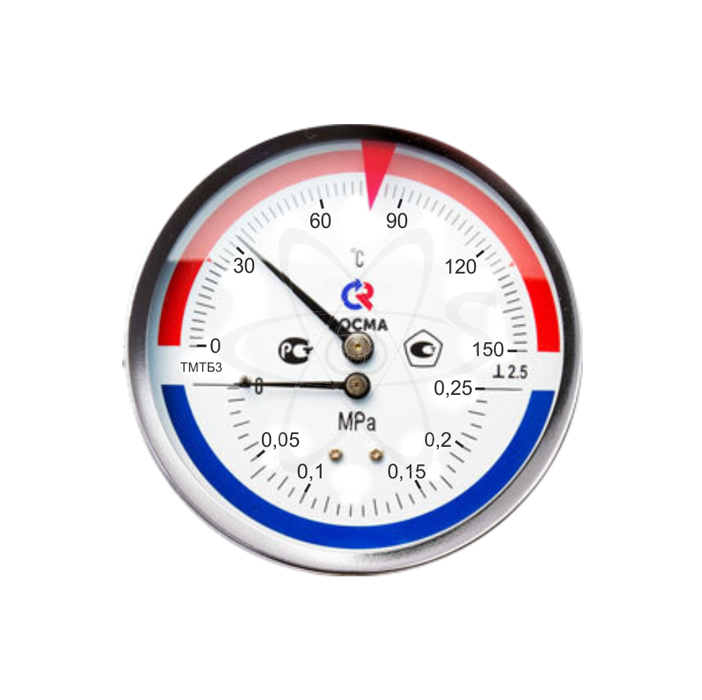 Термоманометр ТМТБ 31Т.1 (0...150С) (0...0,25МPа) G1/2 кл2.5