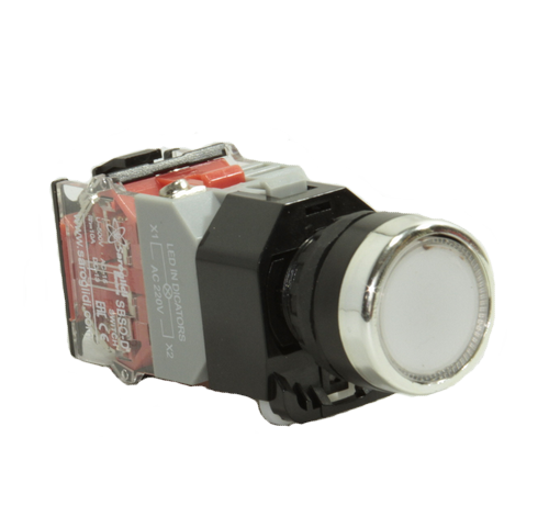 Кнопка SBS0-DY-11D с подсветкой  белый  (W) 230В 1з+1р