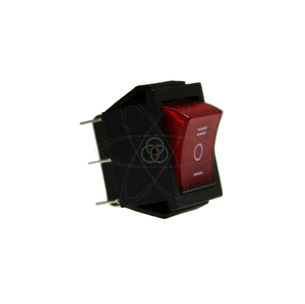 Тумблер клавишный KCD2-203 широкий 20А-250V  3 положения красный