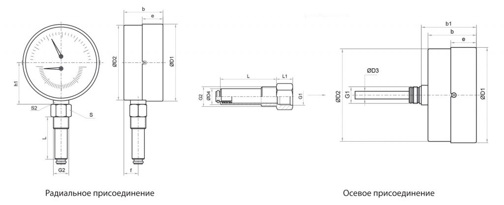 Термоманометр ТМТБ 41Р.3 (0...150С) (0...0,4МPа) G1/2 кл2.5