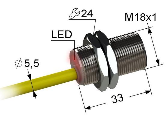 Индуктивный датчик PS2.18M45-5B11-Z (PNP.NO)
