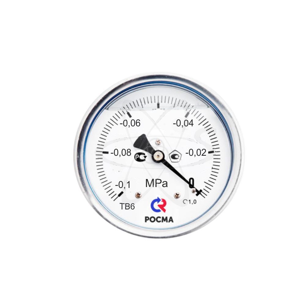 Вакуумметр ТВ-621Т.00 (-0,1...0 MPa) G1/2.150C.1.0 с гидрозаполнением