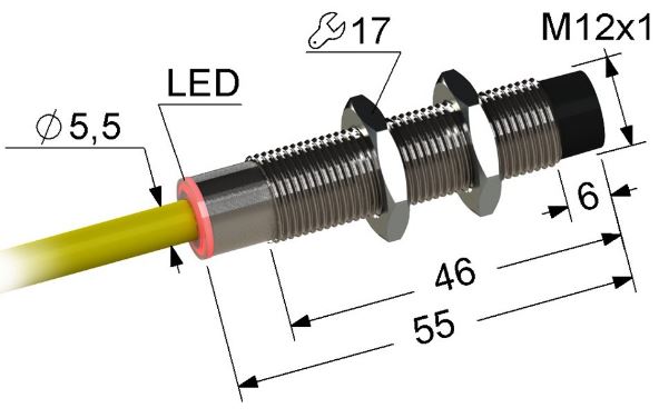 Индуктивный датчик ВБ2.12М.55.4.6.1.К (NPN.NO+NC)