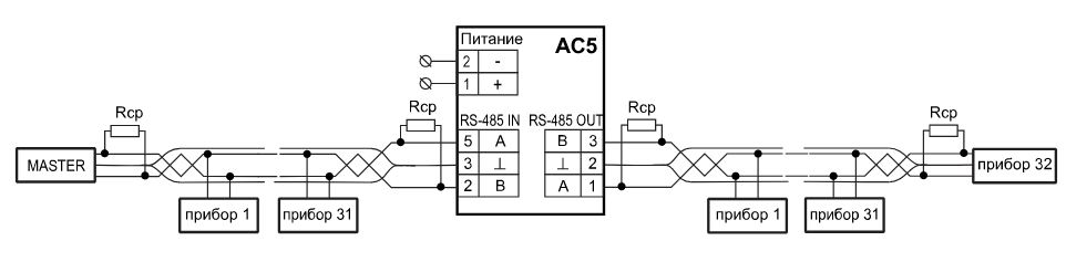 АС5 - повторитель сигналов интерфейса(RS-485)