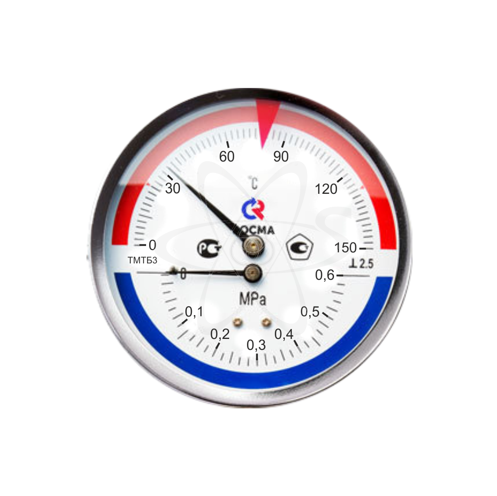 Термоманометр ТМТБ 31Т.1 (0...150С) (0...0,6МPа) G1/2 кл2.5