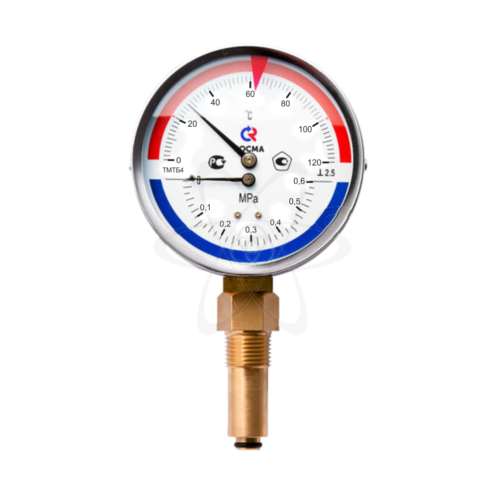 Термоманометр ТМТБ 41Р.3 (0...120С) (0...0,6МPа) G1/2 кл2.5