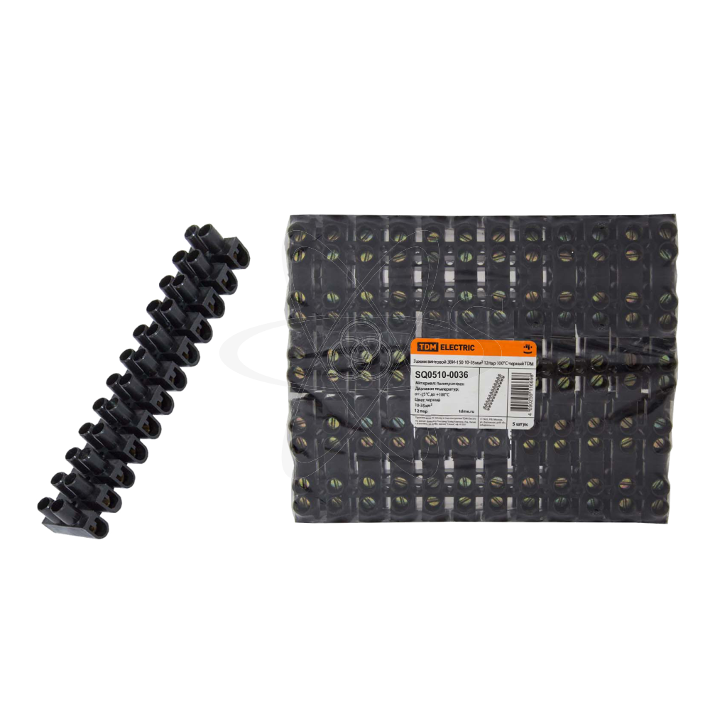 Зажим винтовой  ЗВИ-30 полипропилен 1,5-10мм2 12пар 100°С черный TDM