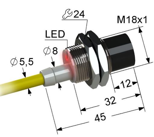 Индуктивный датчик PS2-18M45-8N11-K (PNP.NO)