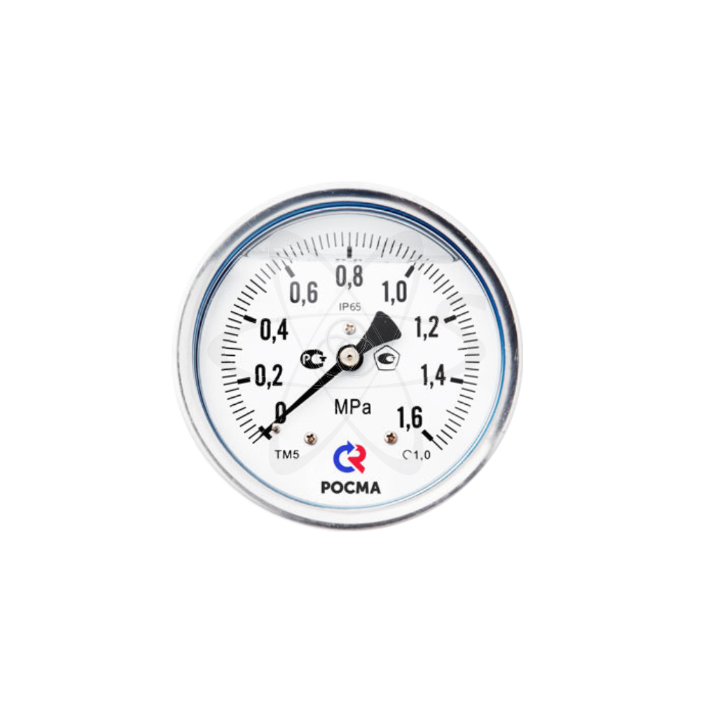 Манометр ТМ-521T.00 (0...1.6 МPа) G1/2 кл1.0 с гидрозаполнением