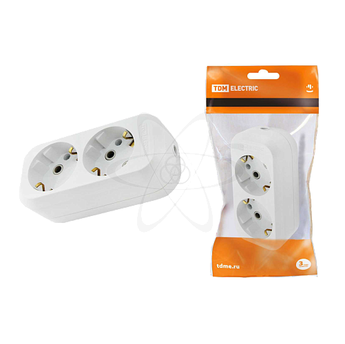 Розетка 2гнезда 2П+З 16А белая