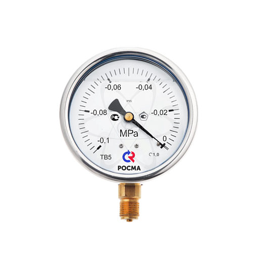 Вакуумметр ТВ-620Р.00 (-0,1...0 MPa) G1/2.150C.1.0 с гидрозаполнением