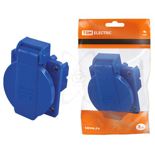 Розетка панельная РП10-3 с/у 2+PE с крышкой IP44