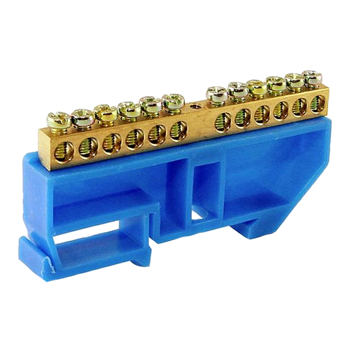 Шина "N" нулевая с изолятором на DIN-рейку 6x9мм стойка бол. 12 групп TDM