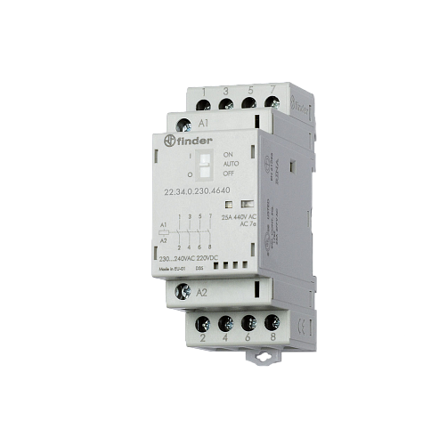 Модульный контактор; 2NO+2NC 25А; контакты AgSnO2; катушка 230В АС/DC; мех.индикатор + LED