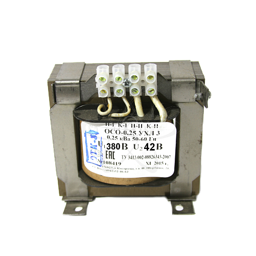 Трансформатор понижающий ОСО-0,25 кВа 380/42В