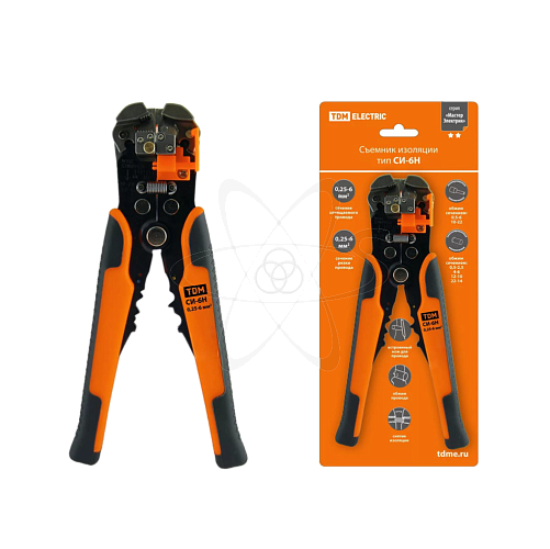 Съемник изоляции СИ-6Н, сечения: зачистки 0,25-6 мм, обжима 0,5-6 мм "МастерЭлектрик" TDM