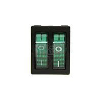 Тумблер клавишный KCD8 двойной 10А 6 ножек зеленый