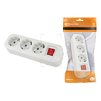 Розетка 3 гнезда с выкл. 2П+З 16А белая