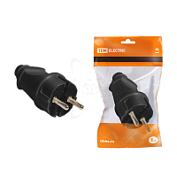 Вилка прямая с/з черная 16А