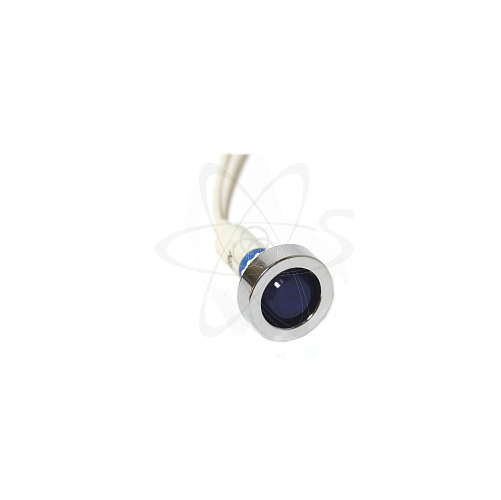 Лампа NH диам. 9мм c металлич. ободком и проводком синяя 230В