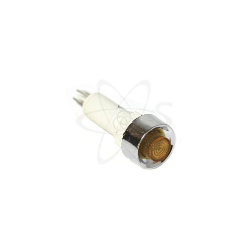 Лампа NHC диам. 9мм c металлич. ободком желтая 230В