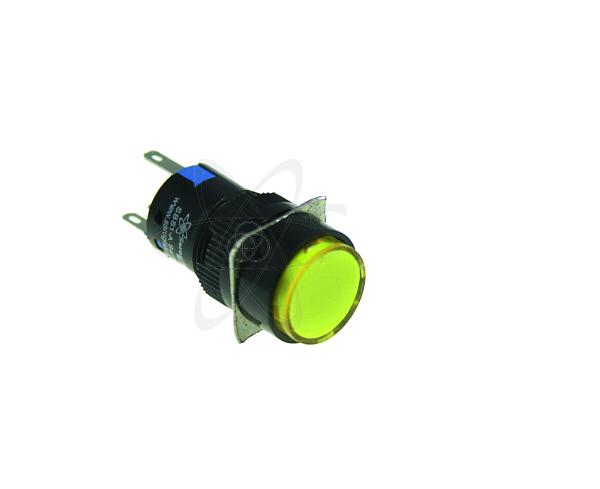 Кнопка SBS1-AY-11D (конектор R5) d=16 с подсветкой желтый 230В 1з+1р