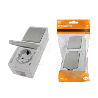 Блок комбинированный вертикаль.2 кл+розетка 2П+З с з/ш IP54 "Вуокса"