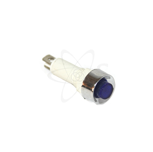 Лампа NHC диам. 9мм c металлич. ободком синяя 230В