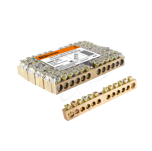 Шина "N" нулевая 8х12мм 12/1 (12 групп/крепеж по центру) TDM