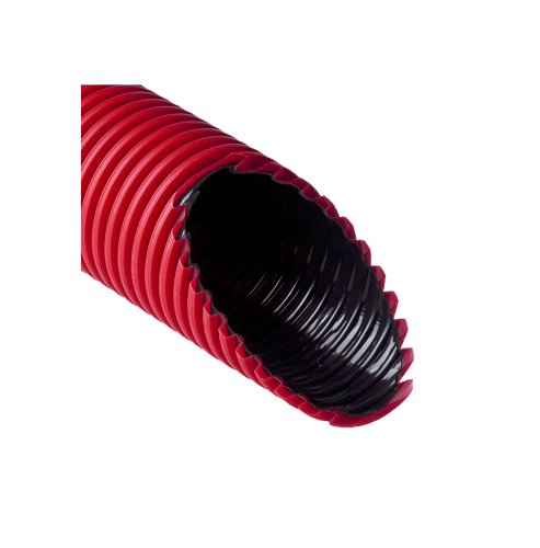 Двустенная труба ПНД гибкая для кабельной канализации д.75мм с протяжкой, SN10, 450Н,50м,красный