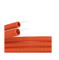 Труба ПНД гибкая гофр. д.20мм, лёгкая с протяжкой, 100м, цвет оранжевый