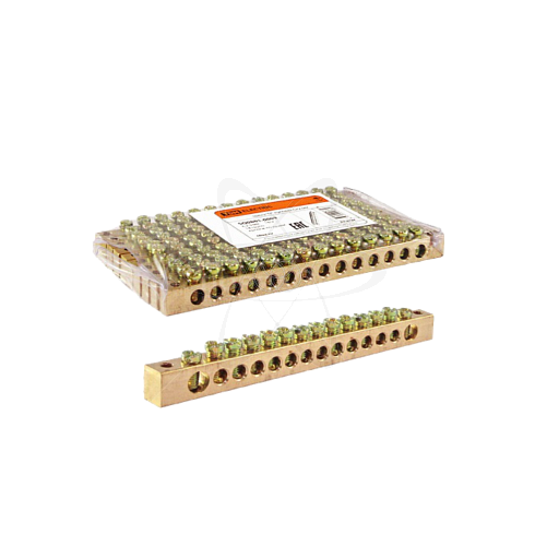 Шина "N" нулевая 6х9мм 14/2 (14групп/крепеж по краям)