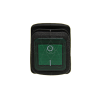 Тумблер клавишный влагозащищенный KCD2-201-NW 20А-250V зеленый с подсв.