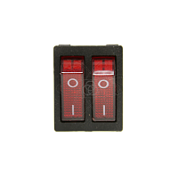 Тумблер клавишный KCD8 двойной 10А 6 ножек красный