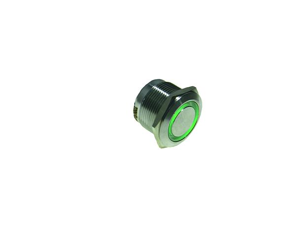 Кнопка  HBGQ-22-11E/S (конектор S6) (1NO+1NC) с подсветкой зеленый (G) 230В