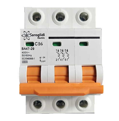 Авт. выключатель ВА47-29 3Р 16А 4,5кА х-ка С