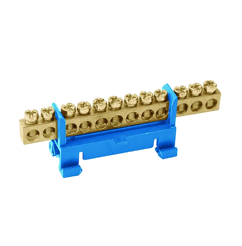 Шина "N" нулевая с изолятором на DIN-рейку 6x9мм стойка мал. 12 групп TDM