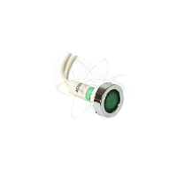 Лампа NH диам. 9мм c металлич. ободком и проводком зеленая 230В