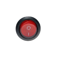 Тумблер клавишный KCD1 круглый 6А 3 ножки красный